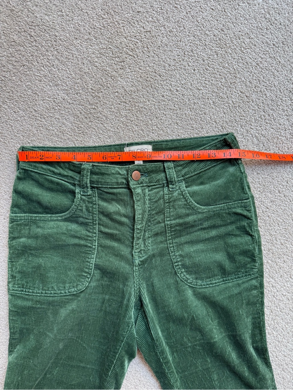 Pilcro by Anthropologie Forest Green Corduroy Flare Pants Size 28 - Picture 5 of 10